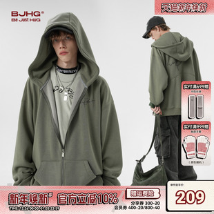 开衫 BJHG不计后果连帽卫衣外套男款 美式 潮牌针织宽松情侣装 女 冬季