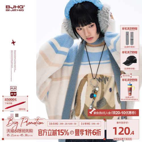 BJHG仿貂毛动物印花毛衣冬季新款