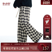 宽松长裤 BJHG不计后果格子裤 女 新款 潮牌直筒运动休闲裤 子男款 冬季