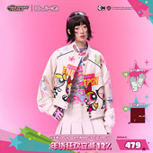 BJHG不计后果短款 飞天小女警联名 皮衣外套女春印花棒球服夹克