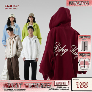 宽松外套 休闲情侣装 BJHG不计后果连帽卫衣男秋冬潮牌美式 重磅开衫