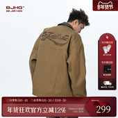 复古夹克男款 冬季 PU皮拼接潮牌休闲美式 BJHG不计后果美式 工装 外套