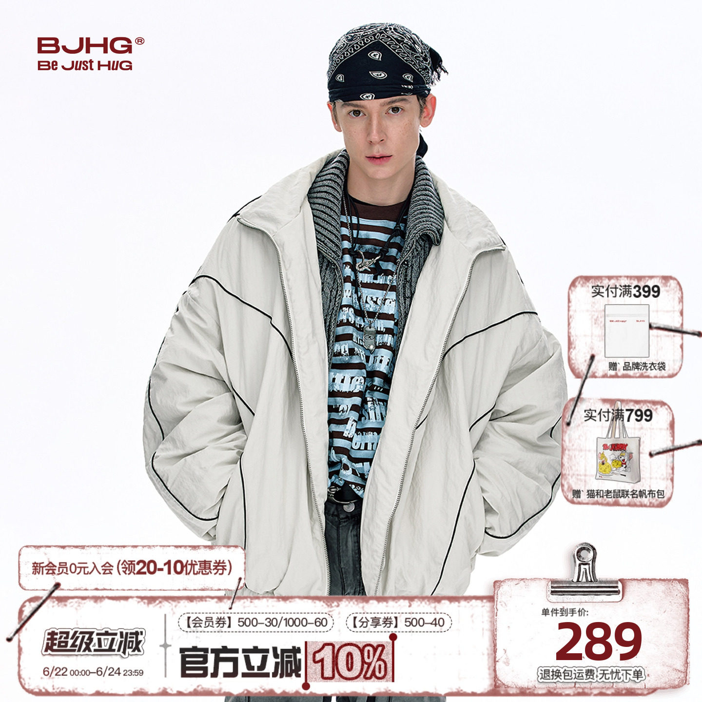BJHG不计后果复古机能棉服男款冬装潮牌运动棉衣防寒服棉袄外套女