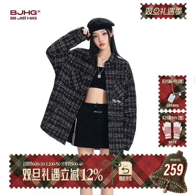 BJHG冬季翻领小香风夹克