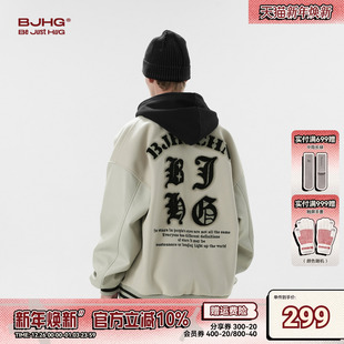 嘻哈女 PU皮夹克潮牌宽松休闲美式 BJHG不计后果棒球服外套男款 冬季