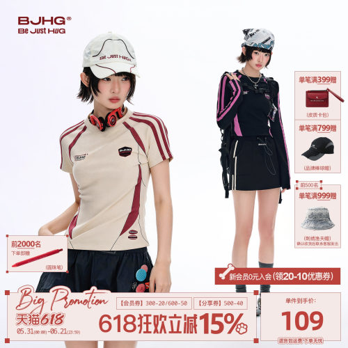 BJHG赛车风短袖T恤夏季女款运动