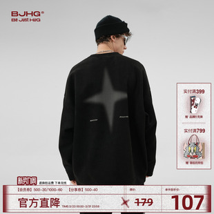 潮牌加厚重磅圆领外套女 冬季 BJHG不计后果美式 麂皮绒加绒卫衣男款