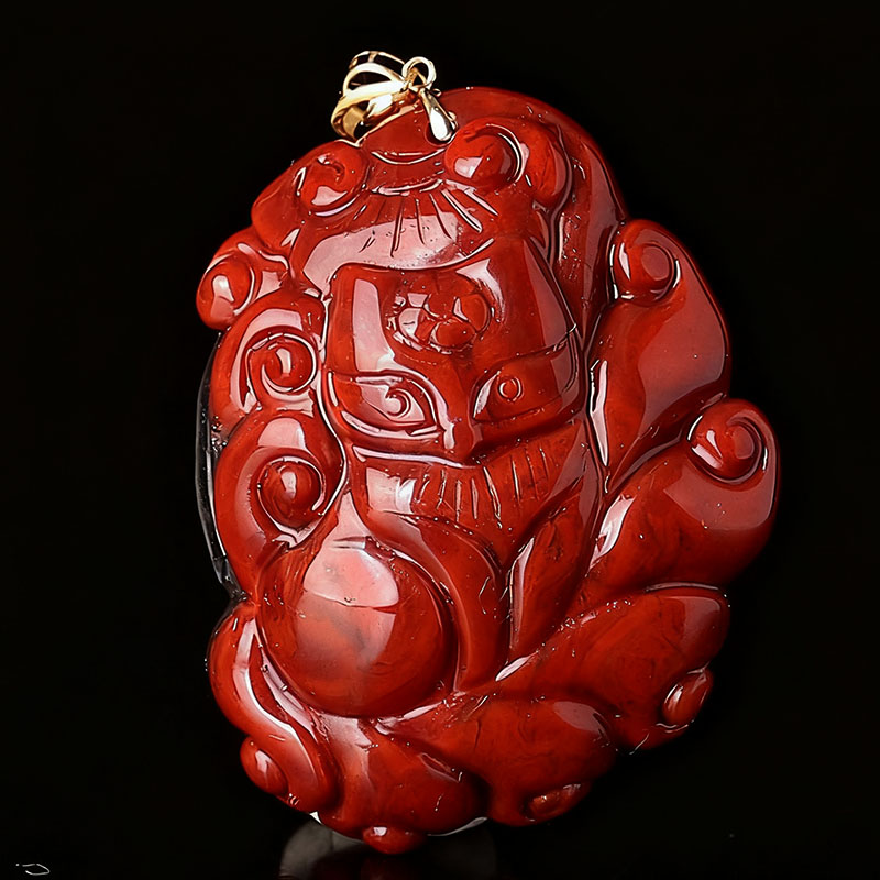 天然极光23满红红极光水晶吊坠