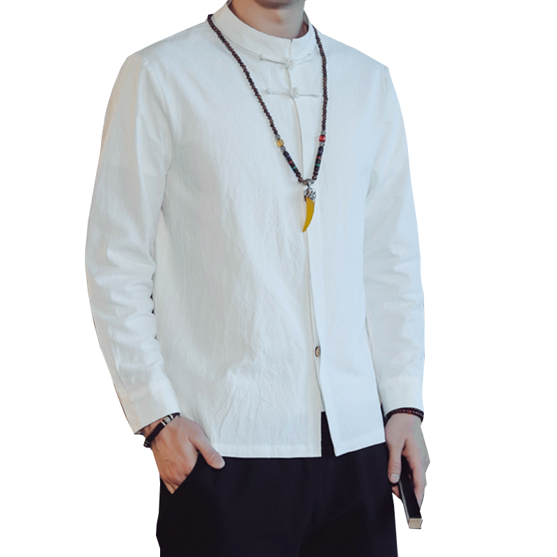 棉麻打底衫长袖衬衣传统茶服唐装
