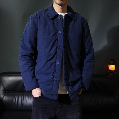 翻领冬季棉布中国风男子棉袄宽松