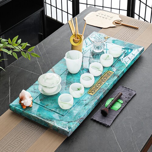 轻奢精工大理石纹茶盘茶具套装