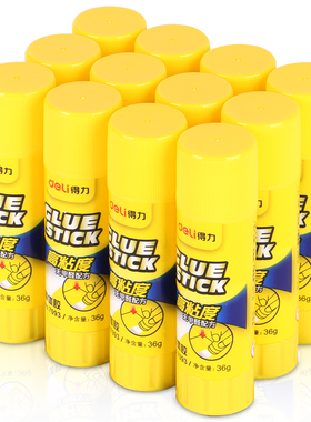 得力7102无甲醛高粘度强力固体胶大号36g手工胶棒7093胶水7092办公固体胶棒21g儿童幼儿园学生用7091黄色蓝色