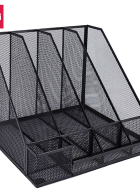 得力78985/78988免安装金属文件框桌面文件架文件夹文件收纳盒铁网资料收纳书架子多层置物架办公用书立铁质