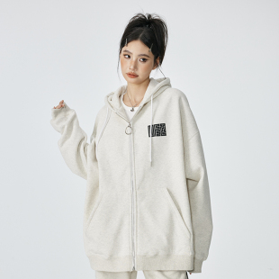 UFZ重磅500g「九叠篆国潮官印」情侣连帽卫衣男宽松潮牌美式 开衫