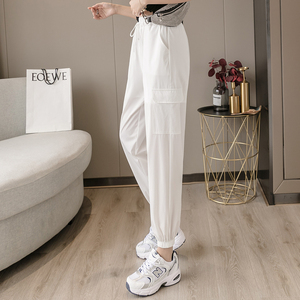 RY1731#速干防晒裤松紧腰宽松束脚九分裤轻薄透气休闲运动裤