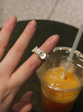 施家珍珠戒指纯银女小众设计感高级轻奢气质食指戒时尚个性百搭