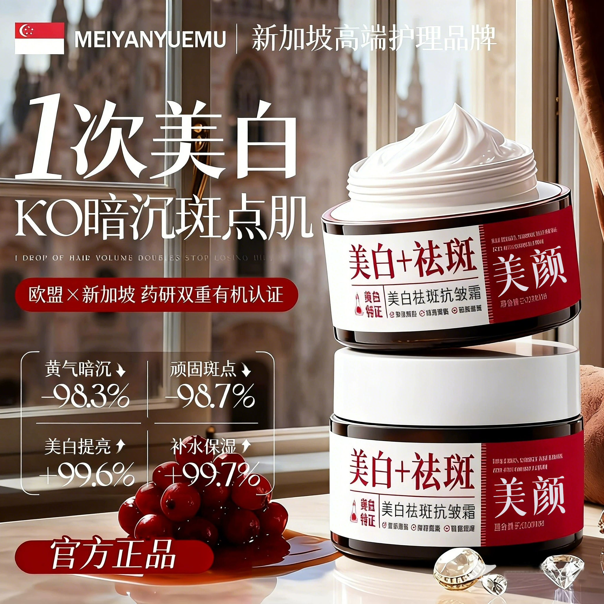 【官方正品】美颜烟酰胺美白祛斑霜提亮肤色嫩肤身体护理男女通用