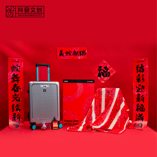抖音文创官方出品「灵蛇献瑞」2025年新年春节礼盒行李箱毯子礼盒