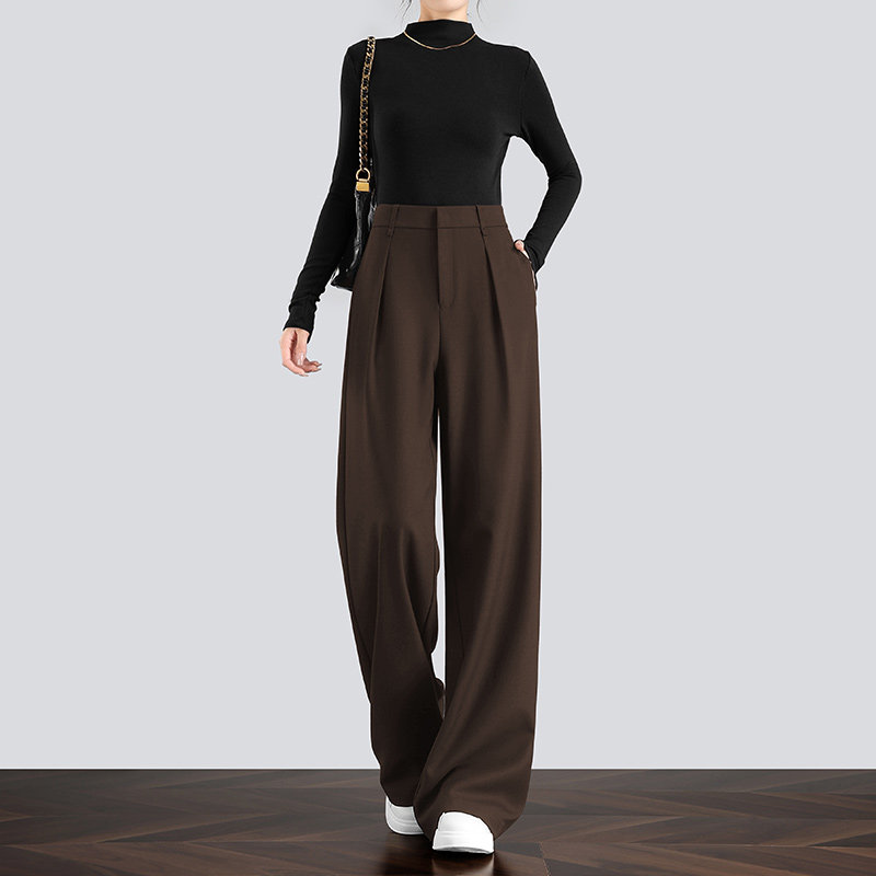 【天丝羊毛】美拉德咖色西装裤女高级感垂坠感裤子窄版直筒阔腿裤