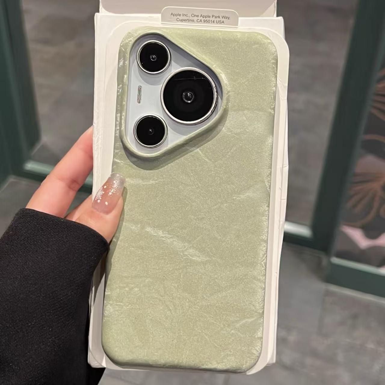 简约复古轻奢丝绒半包边手机壳