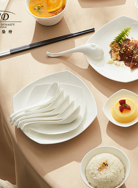 玛戈隆特骨瓷汤匙玉兰本色调羹家用大号汤勺白色中式勺子骨瓷餐具