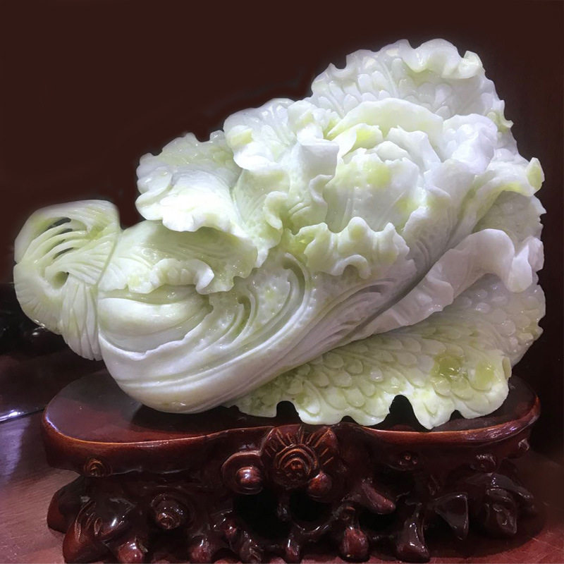 白菜摆件玉石工艺品岫玉雕刻玉器礼品百财俱来玉白菜产地