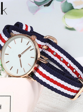 适用dw尼龙手表带黑色红色男女帆布精工天梭配件10 12 14 18 20mm