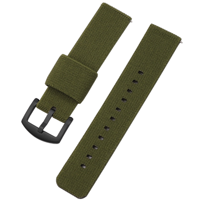 军绿色帆布防水尼龙适配水鬼华为卡西欧精工运动手表带20/22/24mm