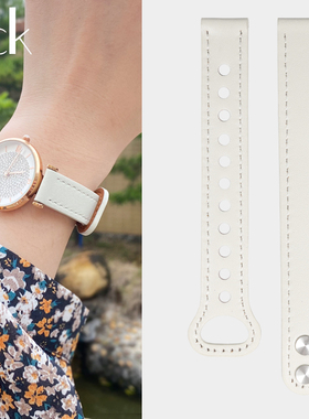 适用dw手表带男女士真皮丹尼尔配件28|32|36|40mm白色牛皮表带女