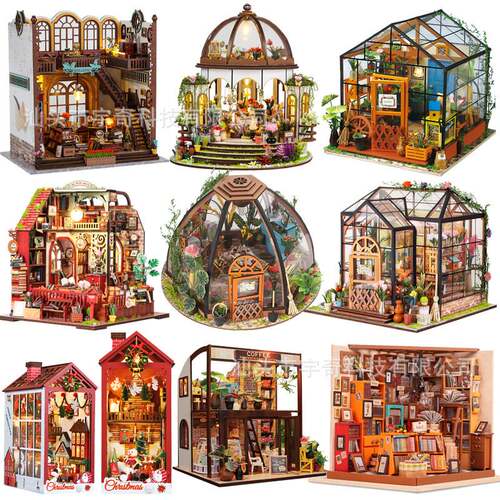 diy小屋感应书立木制拼装手工魔法书架摆件创意礼物工厂
