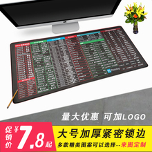 定制超大加厚锁边cad ps常用快捷键办公鼠标垫可爱女订做电脑桌垫