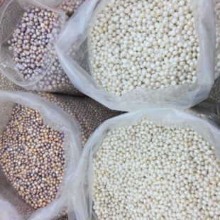 天然淡水真珍珠近圆散珠米形强光称斤diy手链项链带孔药用供佛