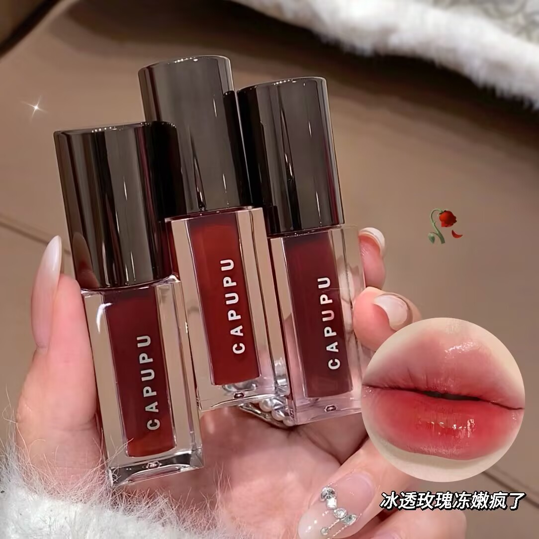 CAPUPU清透镜面唇釉不沾杯不掉色水光玻璃唇持久显色显白唇釉口红