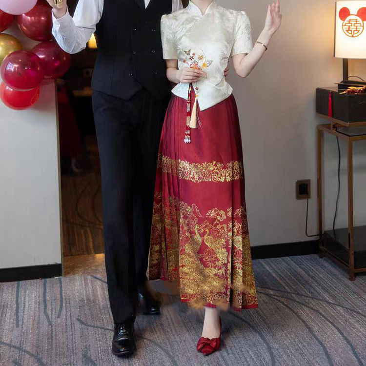 新中式改良旗袍敬酒服结婚2026新款订婚礼服女夏季短袖马面裙婚服