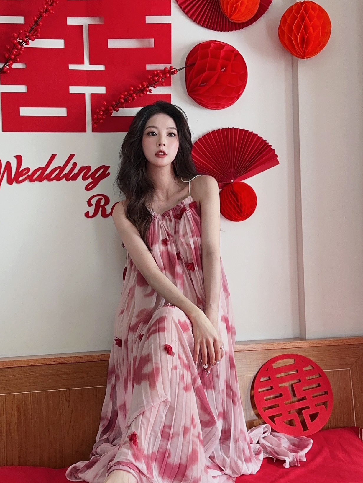 度假风连衣裙挂脖晨袍新娘礼服