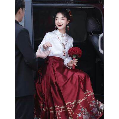 新中式改良汉服红色高级感马面裙2026新款旗袍新娘敬酒服订婚礼服