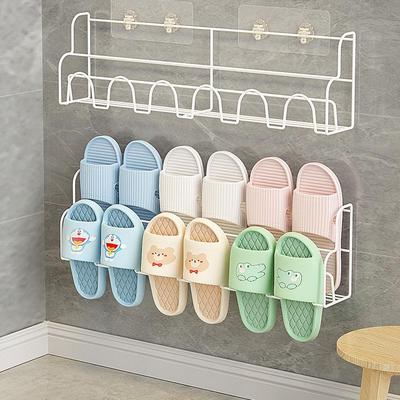 厕所放拖鞋架浴室免打孔壁挂铁艺门上洗手间卫生间专用吸盘无痕贴