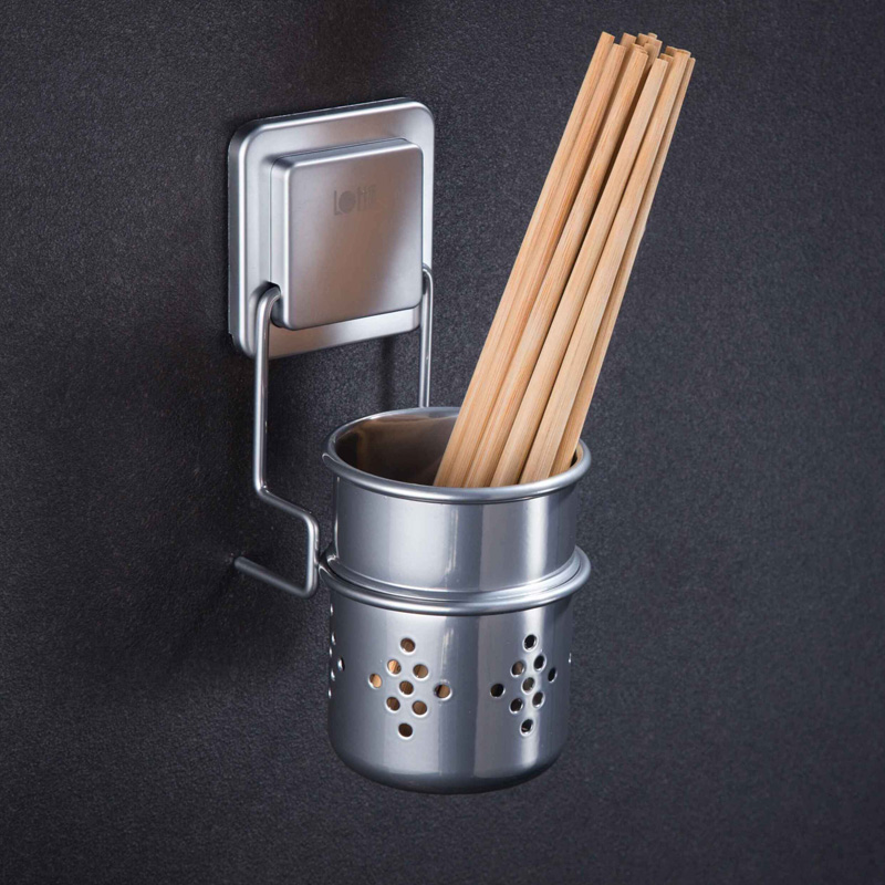 乐贴不锈钢快子免打孔可挂置物架