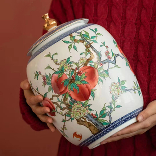 珐琅彩高档大号茶叶罐空罐小号便携密封罐大容量粉彩家用布包礼盒
