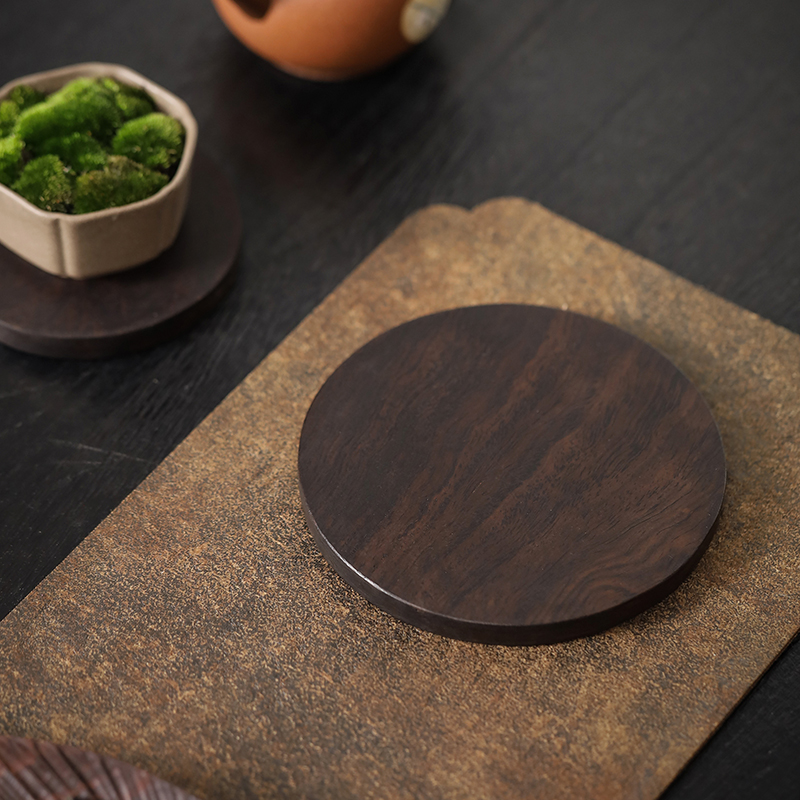 整木黑檀木质隔热杯垫茶垫托壶承壶垫干泡台实木垫子茶道零配件