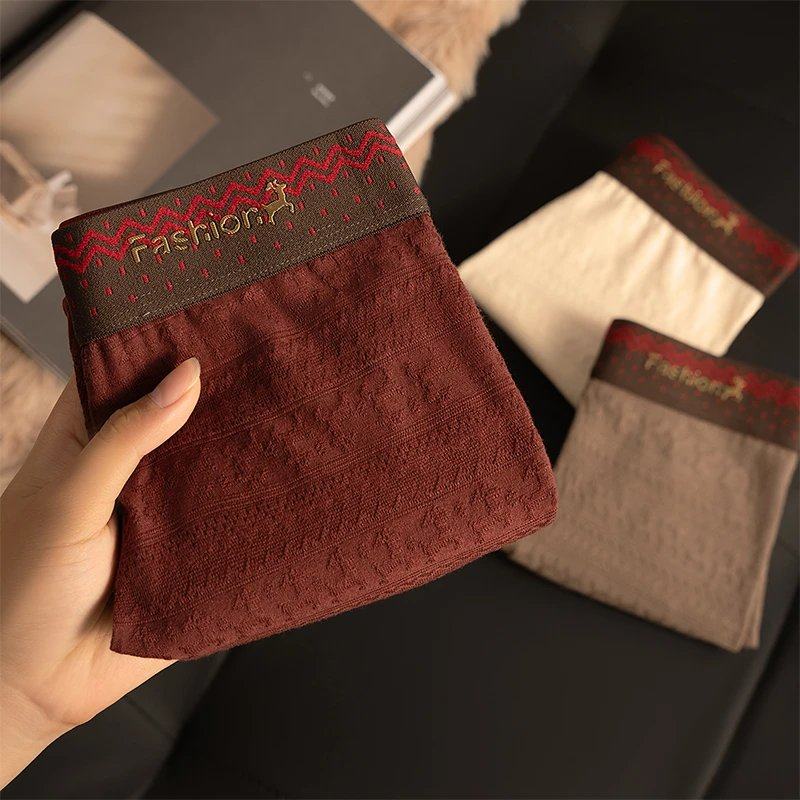 sunnfairy本命年男士内裤10A抑菌裆麋鹿提花肌理感亲肤舒适平角裤,女士内衣/男士内衣/家居服,男平角内裤,淘宝优惠券,粉丝福利购,淘宝优惠卷