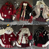 秋冬毛衣全套 氛围感圣诞新年JK穿搭原创设计开衫 红色穿搭合集
