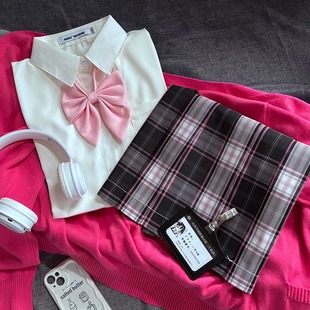 【玫玫黑糖】JK制服套装针织开衫格裙粉色不良少女甜酷原创正版