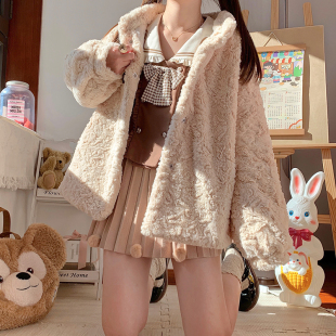 獭兔毛仿皮草宽松慵懒风毛茸上衣秋冬羊羔毛外套女高级感新款