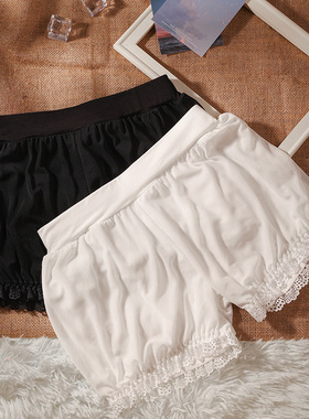 海月社 JK制服百褶格裙打底短裤夏季薄款黑白色蕾丝防走光安全裤