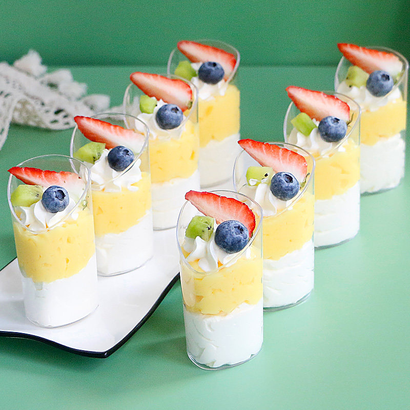 食品级布丁杯一次性加厚硬塑料慕斯杯甜品台装饰迷你斜口直筒杯