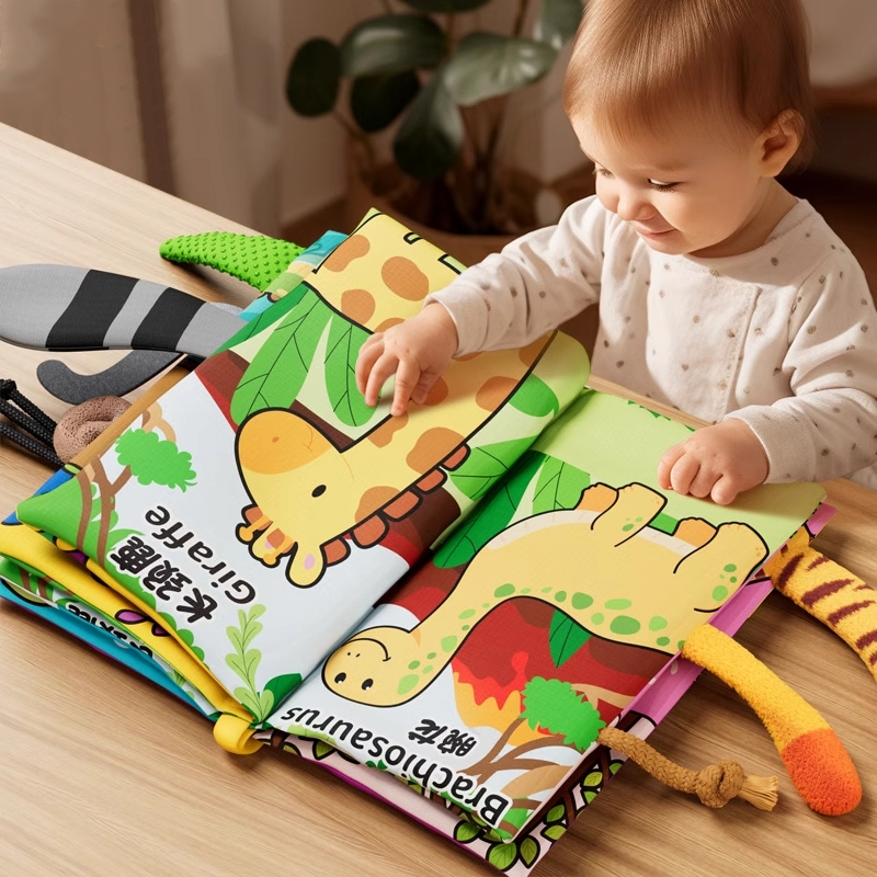 可水洗手撕布书早教婴幼儿撕不烂立体尾巴书3-6个月宝宝认知玩具