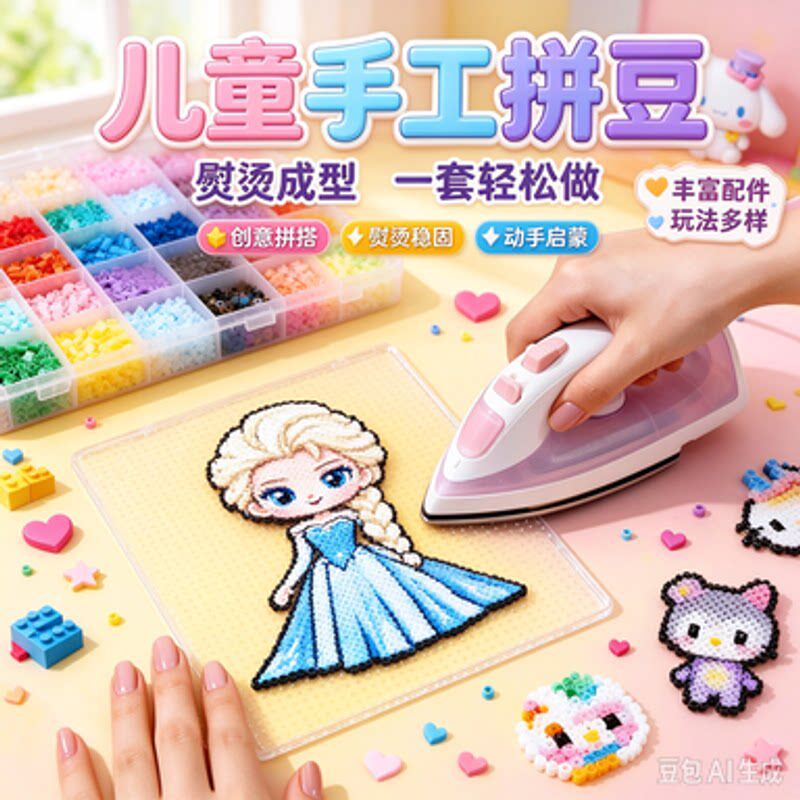 拼豆材料包全套拼豆豆手工diy工具套装融合豆创意小制作玩具