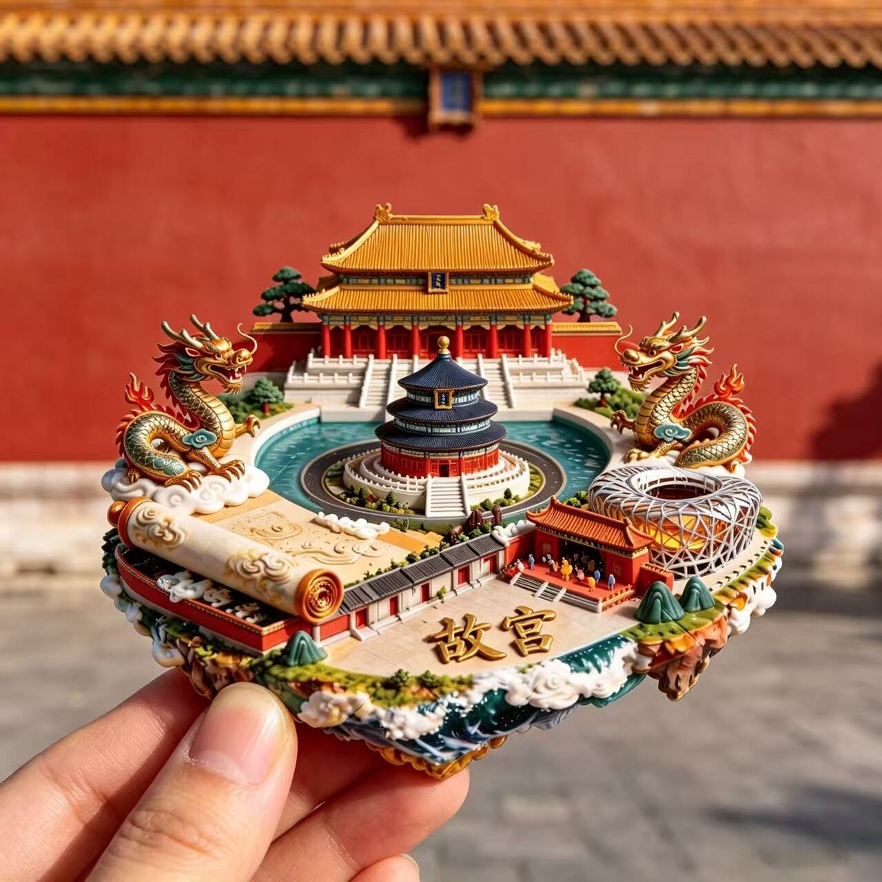 北京故宫锌合金浮雕强磁冰箱贴