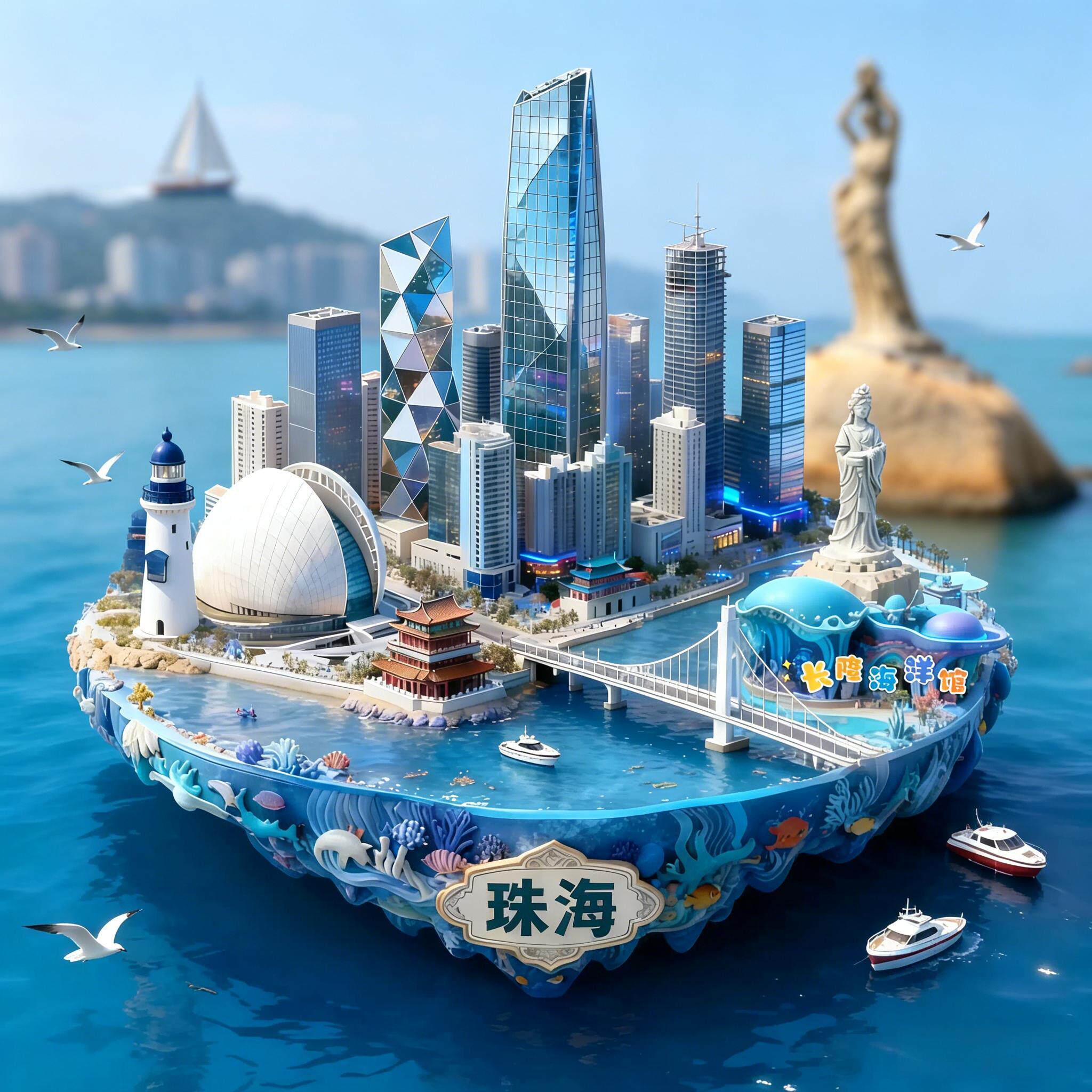 2026新款冰箱贴珠海城市卡片金属浮雕文化创意礼品磁吸冰箱贴定制